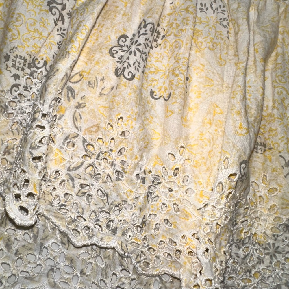 Rachel Zoe Dress Sz Sm? Yellow Eyelet Lace Detail Midi Prairie Cottage Core Boho - Picture 11 of 14